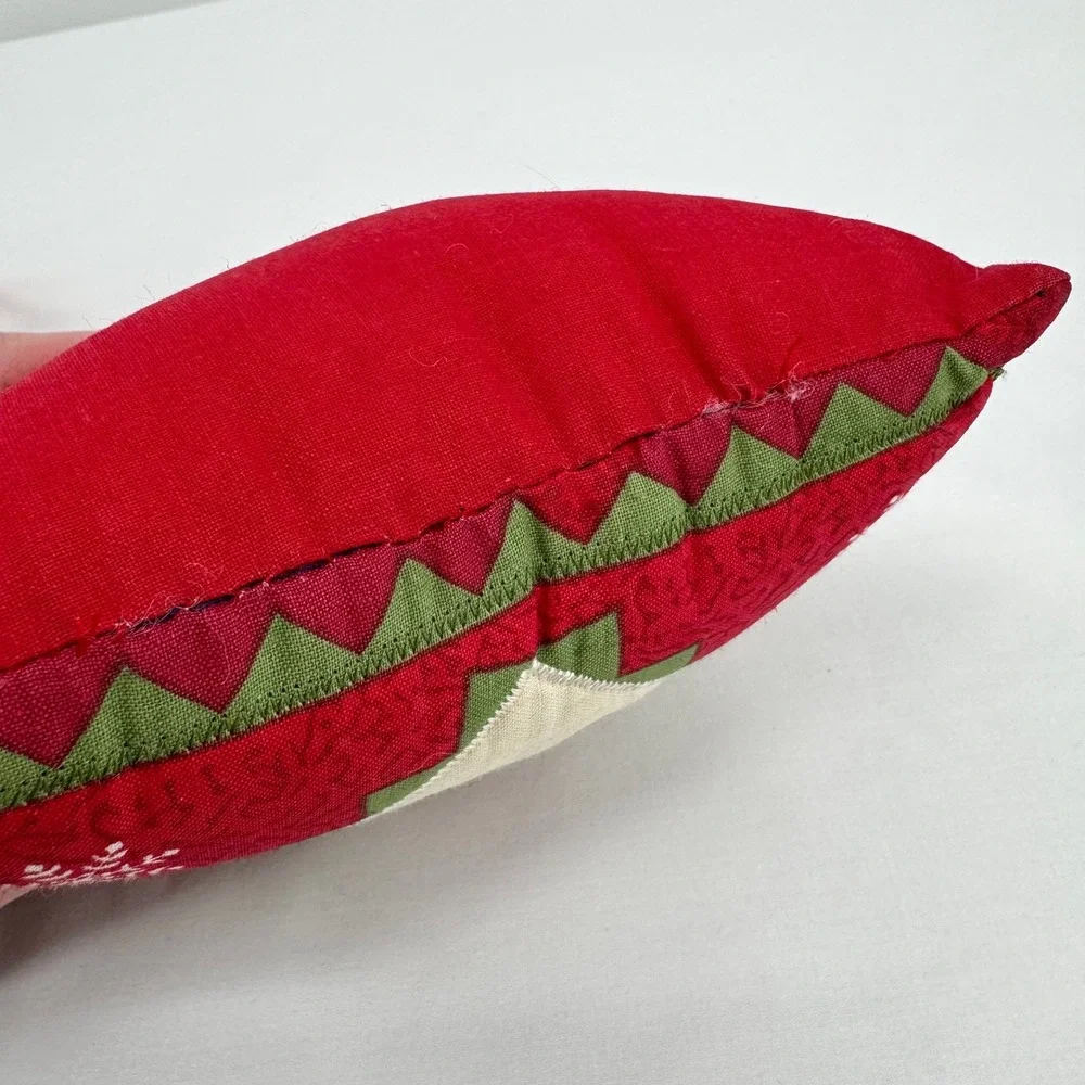 Set of 2 Vintage Winter Ski Embroidered Stuffed Hanging‎ Decorations Red Green